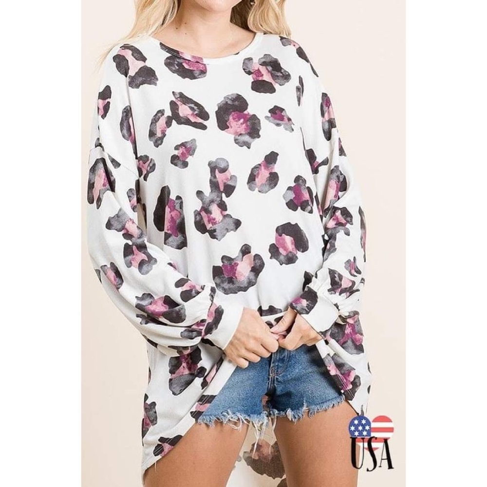 🌀💗 Oversized Printed Long Sleeve Top 💗